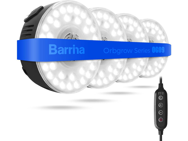 Barrina Orbgrow OG09 Puck Grow Light, 5000K 36W(4 x 9W, 540 Watt Equiv), Full Spectrum Plant Light for Indoor Plants, Magnetic & Linkable with...