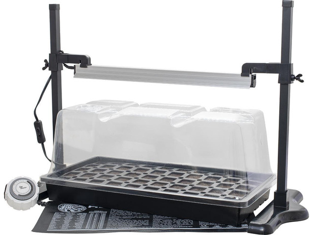 SunBlaster Seed Starting Growing Herbs Kit SL1611208 Grow Light, Stand, Tray, Dome, Heat Mat Timer & Plugs