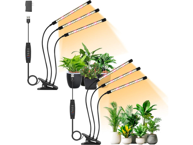 Full Spectrum LED Grow Light for Indoor Plants, 3Heads Grow Lights for Seed Starting, 10 Dimmable Levels & 3 Timer Modes (3/9/12H), Adjustable 360Â°...