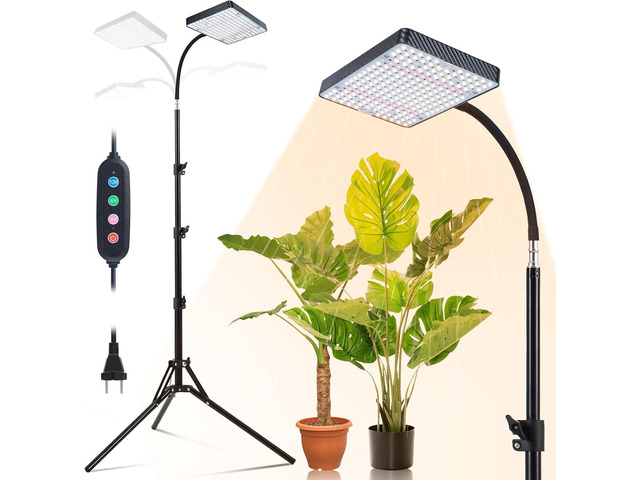 25 Watt Grow Light with Stand, Enough Bright, NO Need Adapter, 4/8/12/16/20H 5-Mode Timer, Natural Sunlight Full Spectrum Plant Growing Lamps for...