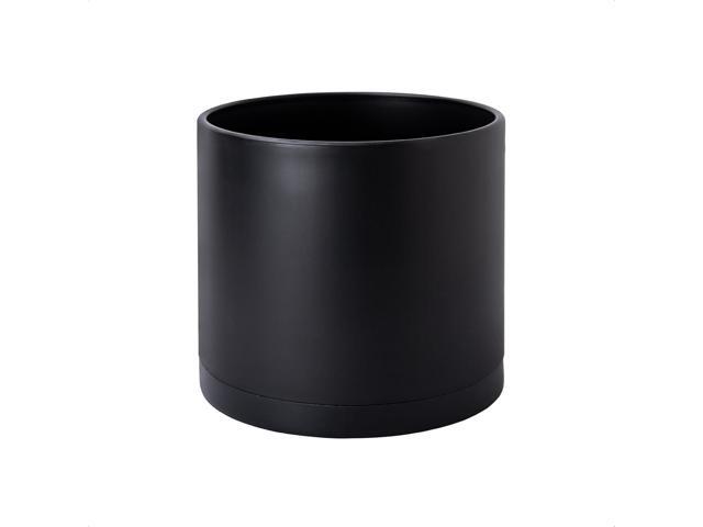 D'vine Dev 8 Inch Plastic Planter Pots for Plant Pot with Drainage Hole and Seamless Saucers, Black Color, 74-X-B-1