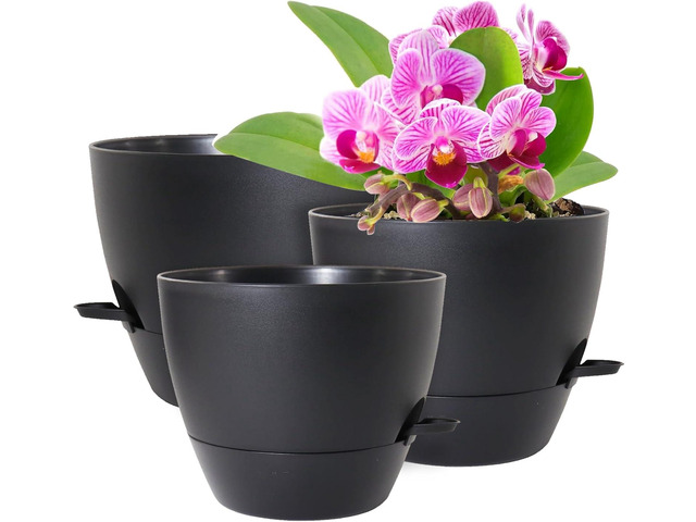 WSMKSZ 12/10/9 inch Large Self Watering Pots, Planter, Plant Pots with Mesh Drainage Holes for Indoor Outdoor Garden Plants, Plastic Flower Pots...