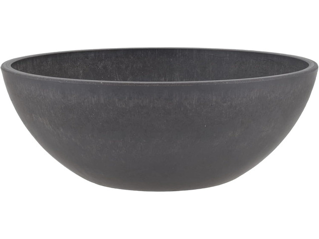 PSW Pot Collection M30DC 12-inch Plastic/Stone/Wood Composite Low Bowl Planter No Drainage Hole (Drillable), Shallow Indoor/Outer Pot for...