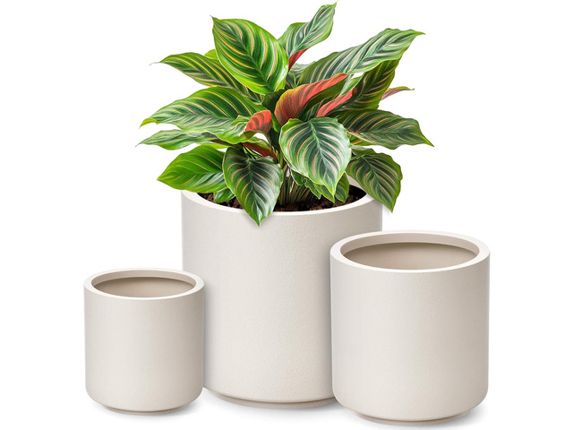 homenote Flower Pots 13.2/10.5/8.5 Inch,Large Plant Pots Indoor with Drainage,Plastic Pots for Plants,Garden Pots for Outdoor,Large Planters for...