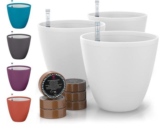 GARDENIX DECOR Self Watering Pots for Indoor Plants 3 Pack - Flower Pot with Water Level Indicator for Plants, Grow Tracking Tool - Self Watering...
