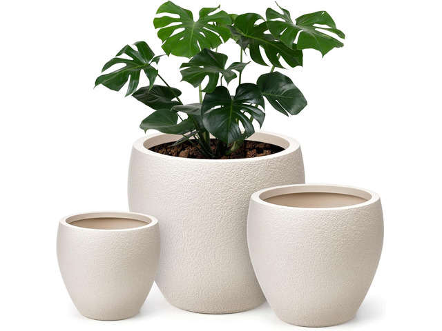 homenote Flower Pots 14.5/12/9.6 Inch,Large Plant Pots Indoor with Drainage,Plastic Pots for Plants,Garden Pots for Outdoor,Large Planters for...