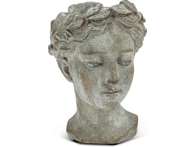 Abbott Collection Goddess Head Planter Extra Small Cement Indoor and Outdoor Planter Pot Grecian Woman Statue Head Planter for Flowers and...
