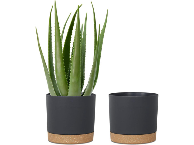 kubvici Plant Pots for Indoor Plants, 2 Pack 10 Inch Plant Pot Plastic Flower Pots Planters with Drainage Saucer for Indoor Outdoor Garden Home...