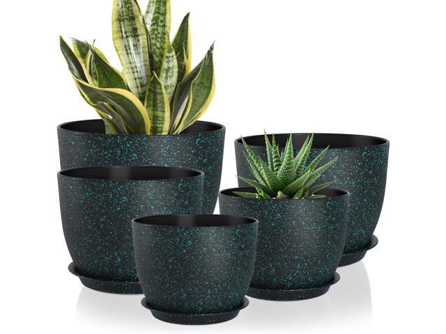 YNNICO Plant Pots 10/9/8/7.5/7 inch Set of 5,Flower Pots with Multi Mesh Drainage Holes, Large Planters for Indoor Outdoor Garden Plants and...