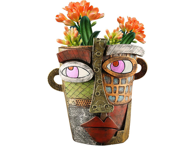 Midogaigai Abstract Face Planters Pots Head,Unique Head Planter for Indoor Plants,Funny Face Flower Pot,Colorful Plant Pots for Outdoor Garden...