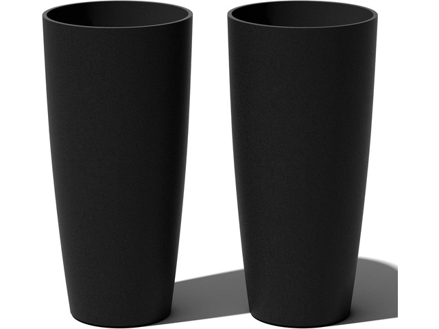 Veradek Mason Series Vega Planter - Round Tall Planter for Indoor or Outdoor Porch/Patio Made from Plastic-Stone Composite with Drainage Holes ...