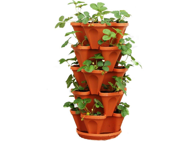 5 Tier Stackable Strawberry, Herb, Flower, and Vegetable Planter - Vertical Garden Indoor/Outdoor