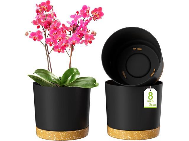 ZMTECH Planters for Indoor Plants, Plant Pots & Flower Pots, Plastic Plant Spring 3 Pack 8 Inch Self Watering Planter with Drainage Hole and...
