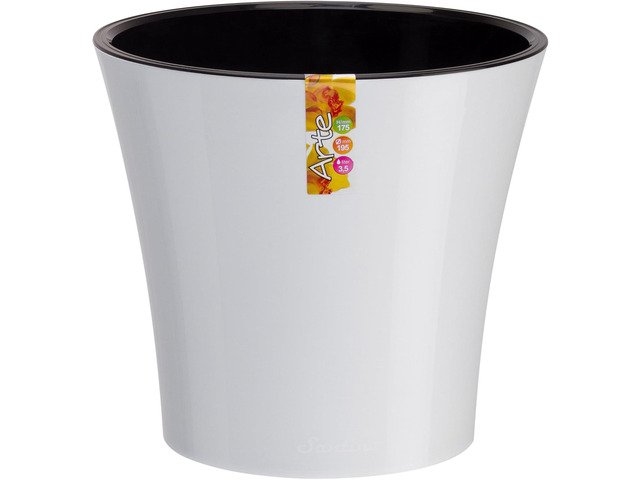 Santino Self Watering Planter Arte 8.6 Inch White/Black Indoor Flower Pot for All House Plants, Flowers, Herbs, Succulents