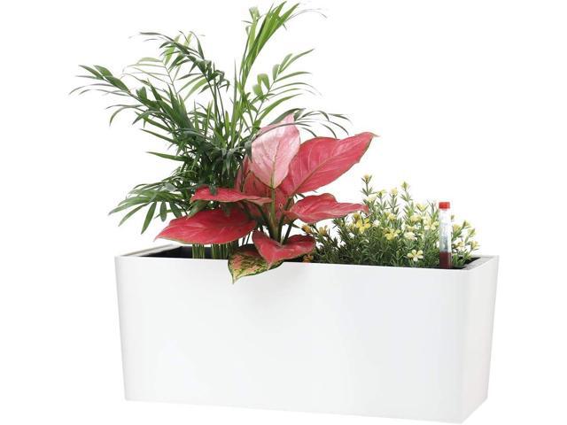 SAROSORA 14' Self Watering Planter Pots with Water Level Indicator, Rectangle Matte Plastic Window Box for Indoor Outdoor, Herbs Succulents Flowers...