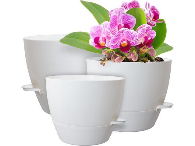 WSMKSZ 10/9/8 inch Medium Self Watering Pots, Plant Pots with Mesh Drainage Holes for Indoor Outdoor Garden Plants, Flower Pots with Removable...