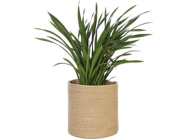 MEGASKET Woven Jute Plant Basket, Wicker Basket Planter for 10 inch Pot, Round Indoor Tree Pot Cover, Small Boho Storage Bin Organizer, Rustic...