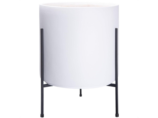 D'vine Dev Modern White Plants Pot Cylinder Planter with Heavy Duty Stand, XX-Large 16 Inch Pot, 22.8 Inch with Stand Height, 96-T-A-5