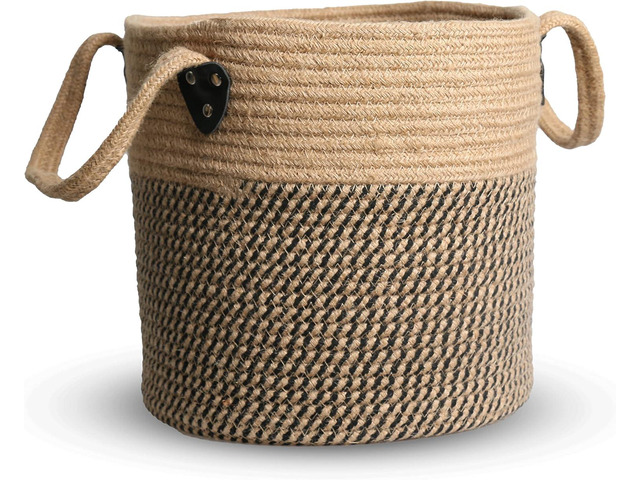 Zoes Homeware Jute Rope Basket - 12'x12' Woven Plant Pot Cover, Boho Indoor/Outdoor Multifunctional Storage