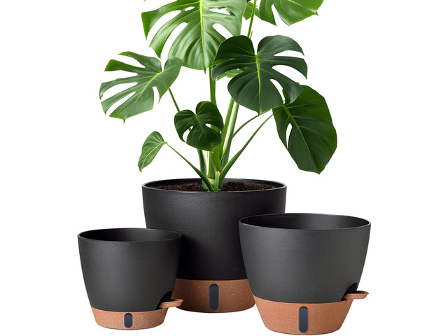 montresor 12/10/8 Inch Self Watering Pots for Indoor Plants Plastic Large Plant Pots for Outdoor Plants, Water Level Window & Spacious Reservoir...