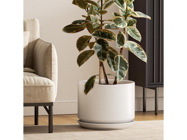 LE TAUCI 12 Inch Pots for Plants, Ceramic Plant Pots with Drainage Holes and Saucers, Elegant and Durable Large Plant Pot, Perfect for Home &...