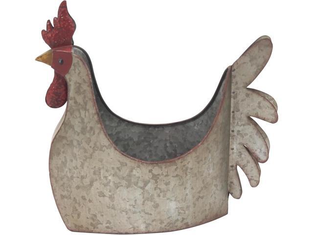 Deco 79 Metal Rooster Indoor Outdoor Planter Large Planter Pot, Planter 12' x 8' x 16', Gray
