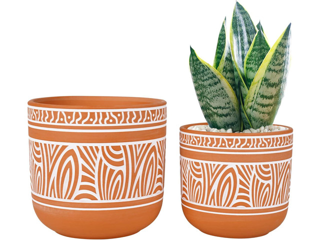 4.6 + 6 Inch Terracotta Succulent Planter Pots Terra Cotta Planter Clay Pots with Drainage Set of 2