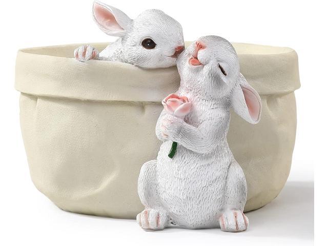 Rabbit Flower Pot Succulent Planter Garden Pots, Bunny Decorative Flower Pot,Animal Shaped Cartoon Planter Pots, Art Decorations for Mom Women.