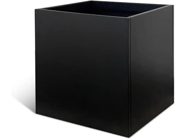 Galvanized Steel Planter Box 26Inch Black Metal Planter Large Square Indoor Outdoor Planters Cube Steel Heavy Duty Planter Powder Coating Modern...