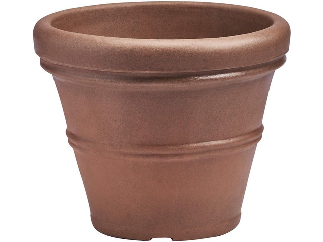 Crescent Garden Brunello Small Classic Rolled Rim Planter Pot, Indoor/Outdoor Weather-Safe Round Plant Pot, Small Resin Houseplant Pot - 12'' W (Rust)