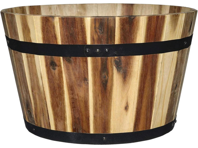 Classic Home & Garden 16' Whiskey Barrel Planter, Acacia