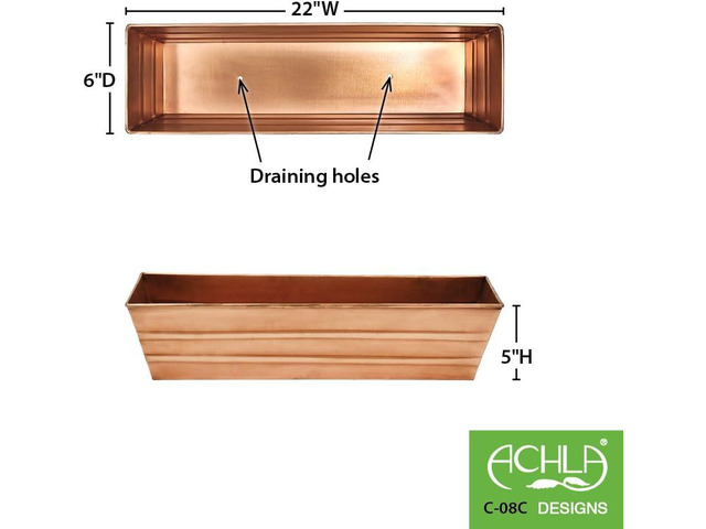 Achla Designs Copper PlatedWindow Flower Box Planter-Small (22' L x 6' W x 5' H)