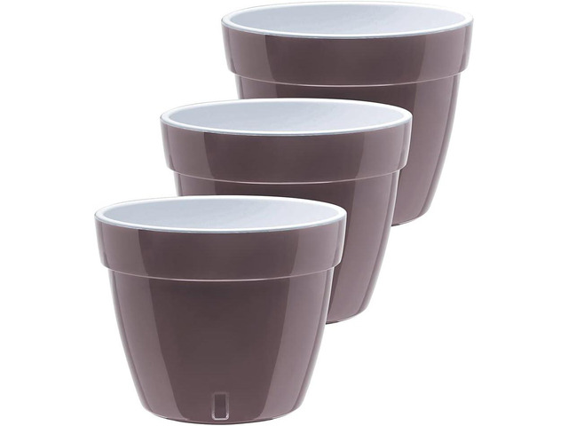 Gardenera 7.1' ASTI Self Watering Planter (Set of 3) in Shade/White - Modern Flower Pot with Water Level Indicator for All House Plants, Flowers,...