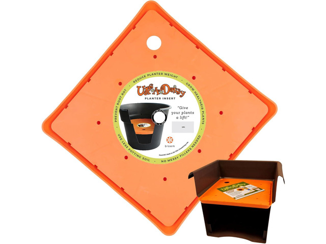 Bloem Ups-A-Daisy Square Planter Insert: 14.75' Wide x 1' Thick - Durable Resin Disk, Drainage Holes, Reusable Soil-Saving Planter Insert for...