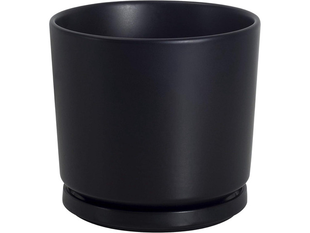 Ekirlin 7 inch Plant Pots,Ceramic Flower Planters Indoor,Modern Succulents Containers with Drain Hole Saucer,Decorate Home,Office & Outdoor (Black)