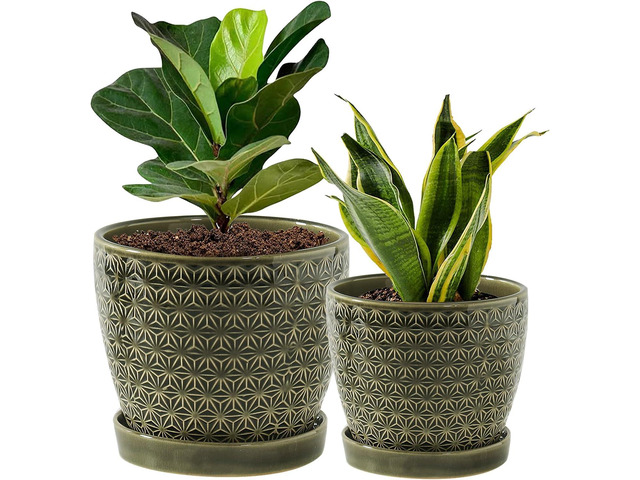 Plant Pots, Flower Pots, Planters for Indoor Plants(6.5+5.5inch), Flower Pots for Indoor Plant with Drainage Hole and Saucer, Ceramic Pots for...