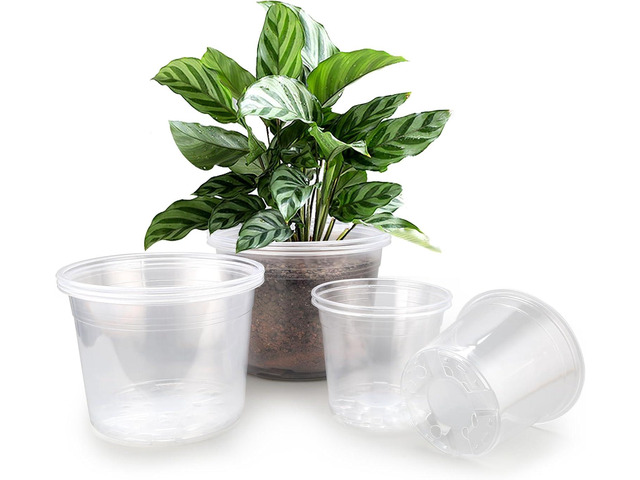 7/8/10 Inch Large Clear Nursery Pots with Drainage, 9 Pack Plastic Pots for Plants, Clear Plant Seedling Pots for Indoor & Outdoor Gardening (7 8...