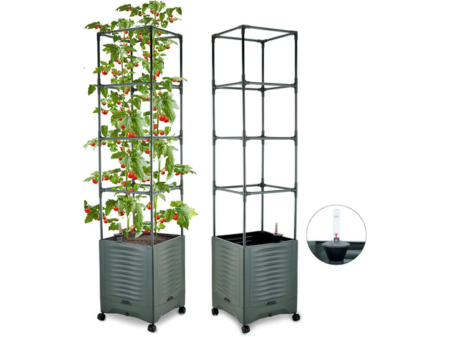 Tomato Planter Pot Tomato Box Raised Garden Bed 56.5' Tall Self-Watering and Water Indicator Planter for Tomato Outdoor Indoor Metal Trellis for...