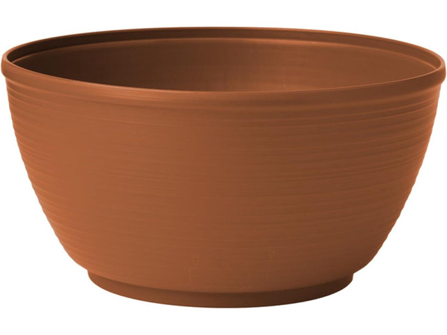 Bloem Willow 12' Resin Planter Bowl with Optional Knock-Out Drainage Holes for Indoor and Outdoor Gardening, Terra Cotta