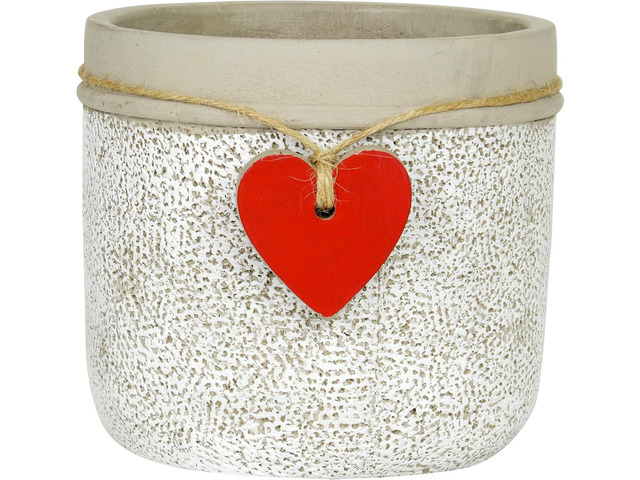Classic Home and Garden 210028P-396 Heart Pot Planter, Large, Whitewash
