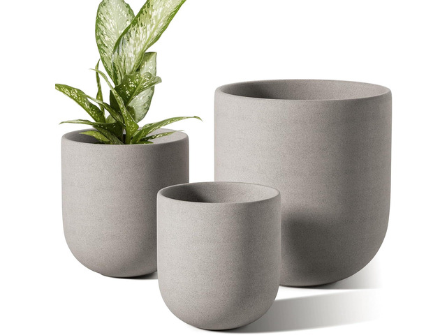 LE TAUCI 6+8+10 Inch Plant Pots Indoor, Ceramic Planters for Indoor Plants, Cylinder Pots with Drainage Hole and Plug, Planter Pots for Home Office...