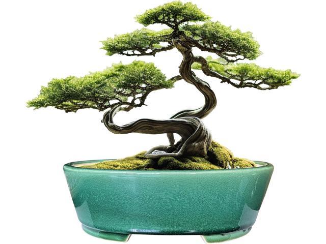 MUZHI 9 Glazed Oval Green Bonsai Planter Pot with Humidity Tray, Classic Neat Ice Crack Long Bonsai Tree Succulent Plant Pot with Saucer
