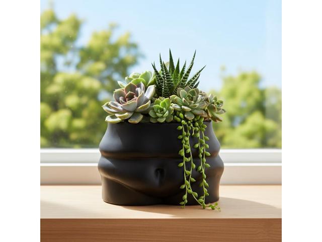 Ceramic Pot Belly Planter - Body Form Flower Pot with Draniage Hole & Rubber Plugs for Indoor/Outdoor Plants - Modern Boho Decorative Planter for...