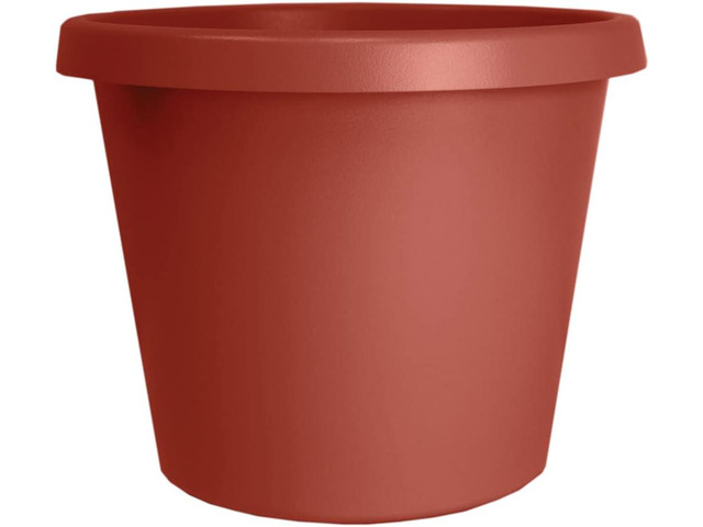 The HC Companies 10 Inch Round Prima Planter - Plastic Plant Pot with Rolled Rim for Indoor Outdoor Plants Flowers Herbs, Clay