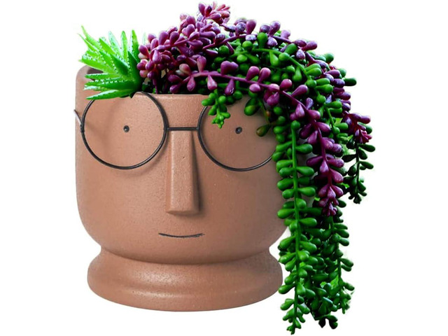 ace Planters Pots,5.12 inch Modern Unglazed Terracotta Pots Ceramic Human Face Vase Succulent Head Planter Pot Face Flower Pot Containers with...