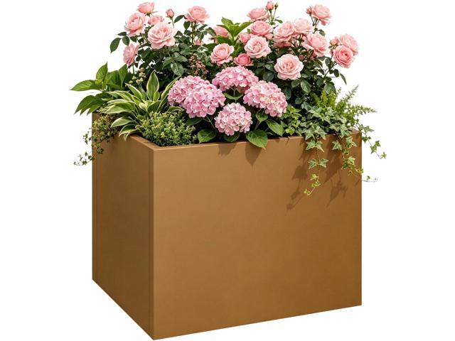 24'x24'x25' Corten Steel Planter Box, Rustic Metal Planter with Drainage Holes, Rust & Weather Resistant for Patio Garden Indoor Outdoor Commercial...