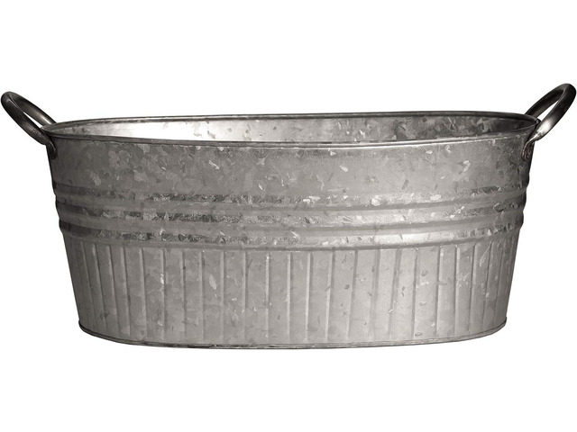 Headwind Decorative Planter - Oval Galvanized Tubs Planter with Handles 24 Inch Lightweight Steel Indoor Oval Plant Pot with Drainage Holes Large...