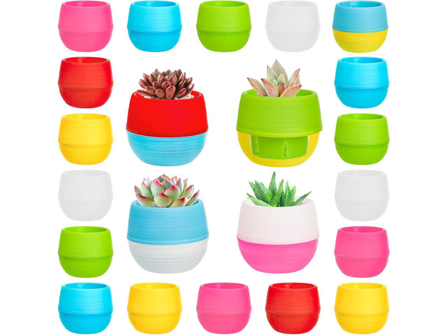 Elsjoy 30 Pack Mini Succulent Pot, 3 Inch Plastic Seed Starter Pots Small Cute Succulent Planter with Drainage for Indoor & Outdoor Plants, Home...