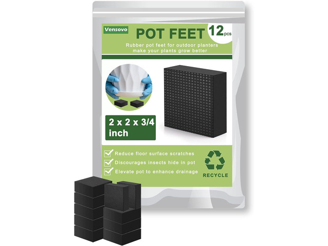 vensovo Invisible Rubber Pot Feet Square Non-Slip Risers Elevate 3/4 Inch for Drainage & Airflow, 12 Pack Solid Pot Risers for Indoor & Outdoor...