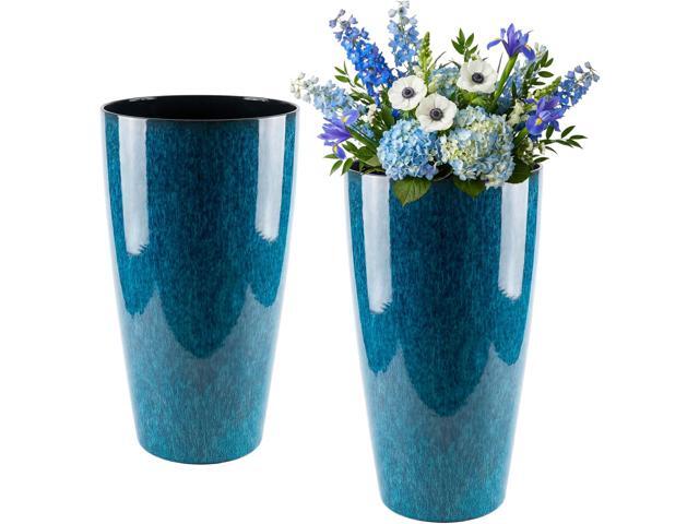 21 inch Tall Planter, Indoor Outdoor Planter Set of 2 Tall Outdoor Planters for Porch Large Planter Pot with Drainage Hole for Home Garden Front...